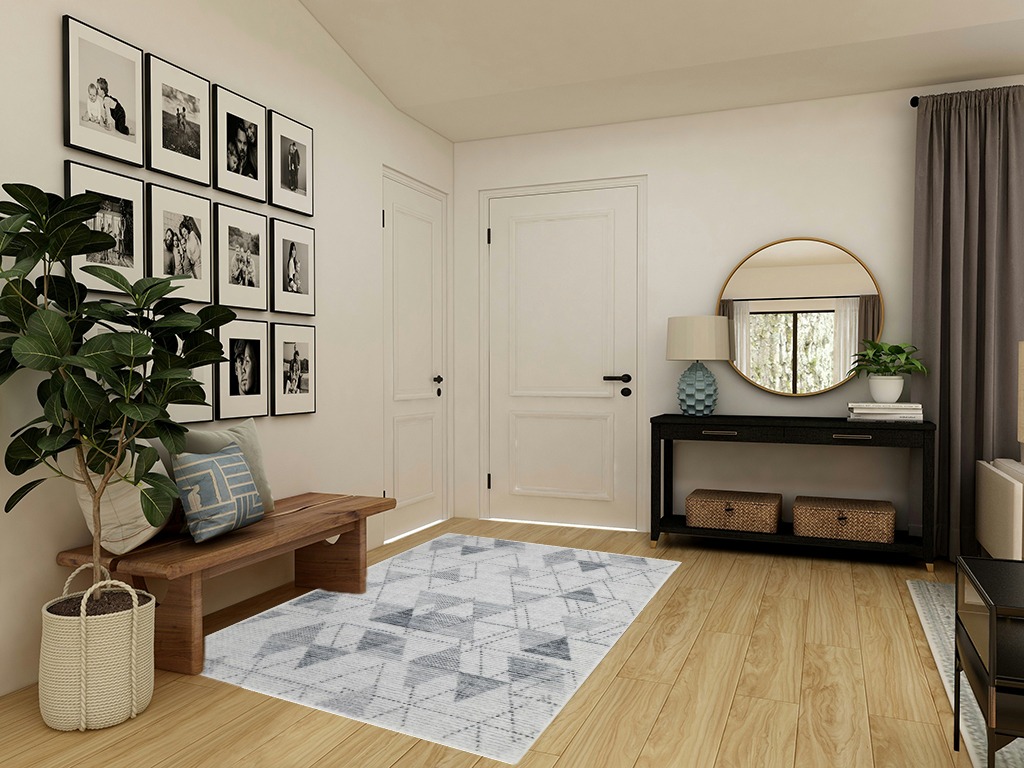 GlowSol 5x7 Area Rug Geometric Pattern Washable Area Rug Abstract Carpet Rug Modern Diamond Boho Accent Rug Livingroom Farmhouse Dining Room Rug Office Bedroom Decor, 5x7 Grey in Transitional Minimalistic Entryway