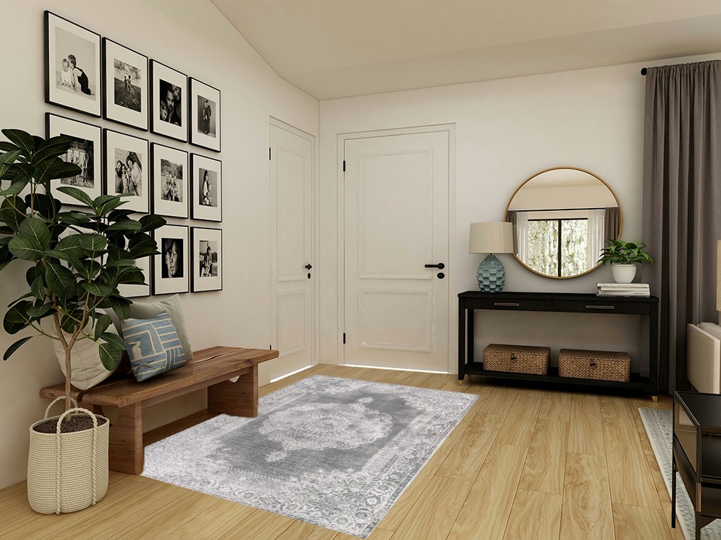JONATHAN Y MDP403E-5 Rosalia Cottage Medallion Indoor Area-Rug Vintage Bohemian Easy-Cleaning Bedroom Kitchen Living Room Non Shedding, 5 ft x 8 ft, Gray/Dark Gray in Transitional Minimalistic Entryway