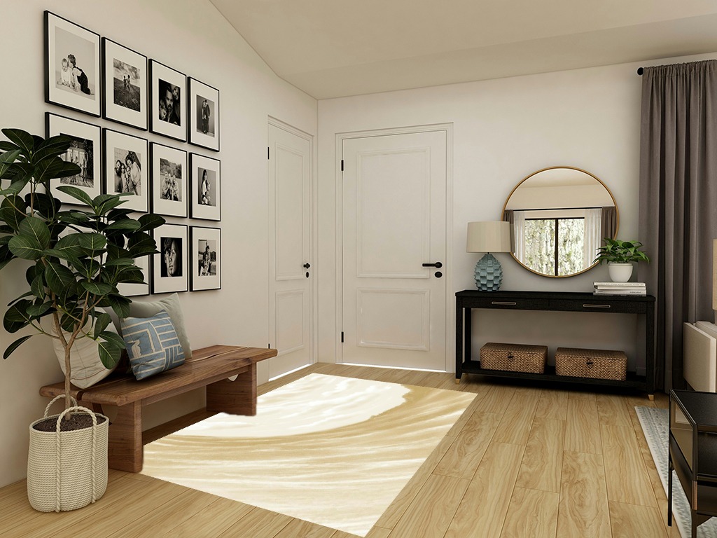 Round entryway rug ideas in Transitional Minimalistic Entryway