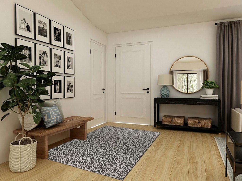 Nicole Miller New York Patio Country Danica Transitional Geometric Indoor/Outdoor Area Rug, Black/Grey, 5'2"x7'2" in Transitional Minimalistic Entryway