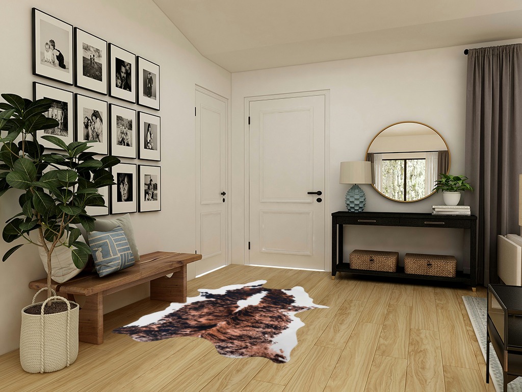 Lahome Faux Cowhide Area Rug - Cow Print Rugs for Living Room Dining Room Bedroom Western Decor, Large Premium Animal Skin Rugs, Cow Hide Print Carpet for Kids Room Nursery, Brown, 62"x75"/5.2'x6.2' in Transitional Minimalistic Entryway
