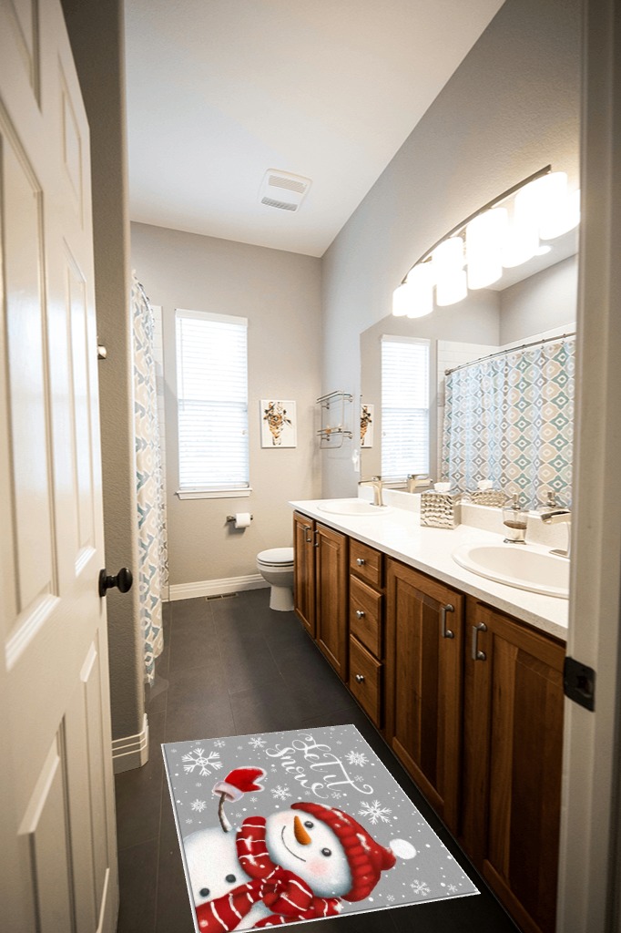 Front porch rugs ideas in Wooden and Grey Bathroom
