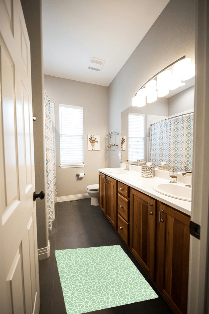 Bathroom rug ideas green 2x3 in Wooden and Grey Bathroom