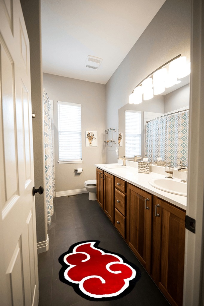 Bathroom rug ideas multicolor in Wooden and Grey Bathroom