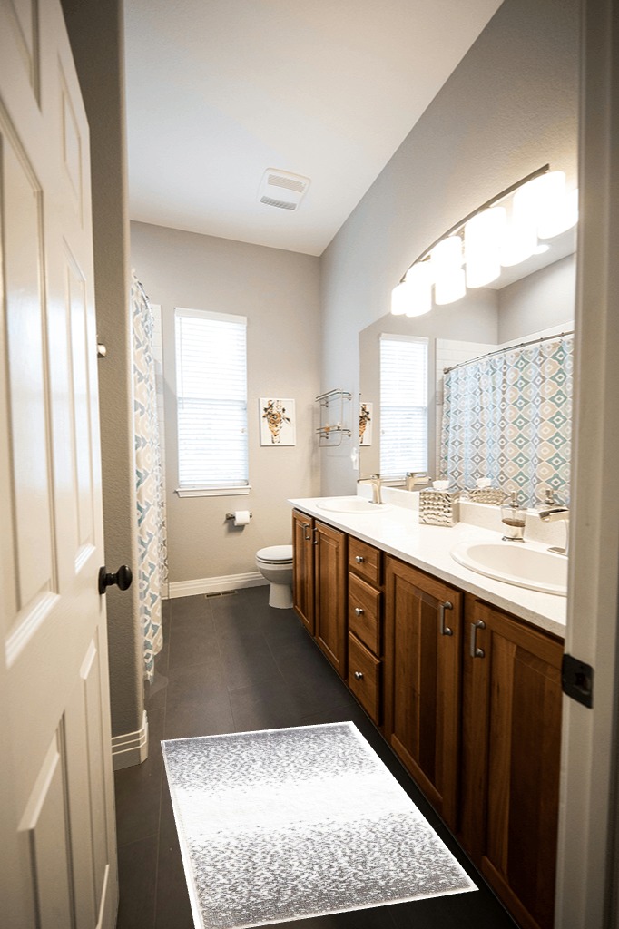 Bathroom rug ideas white 2x3 in Wooden and Grey Bathroom