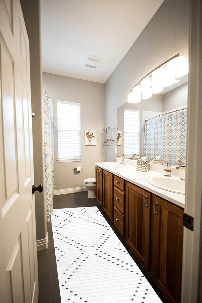 Bathroom rug ideas white in Wooden and Grey Bathroom