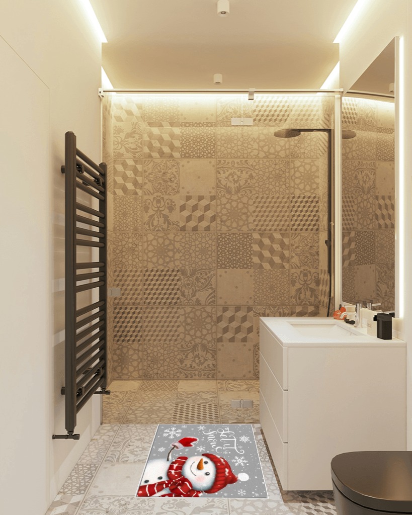 Bathroom rug ideas grey 2x3 in White Tiled Bathroom