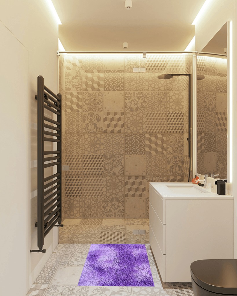 Rug ideas in White Tiled Bathroom