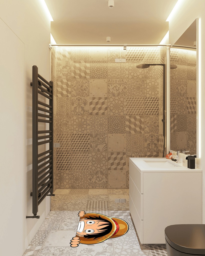Bathroom rug ideas orange in White Tiled Bathroom