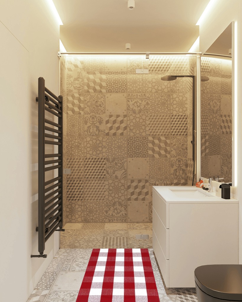 Bathroom rug ideas white 2x3 in White Tiled Bathroom