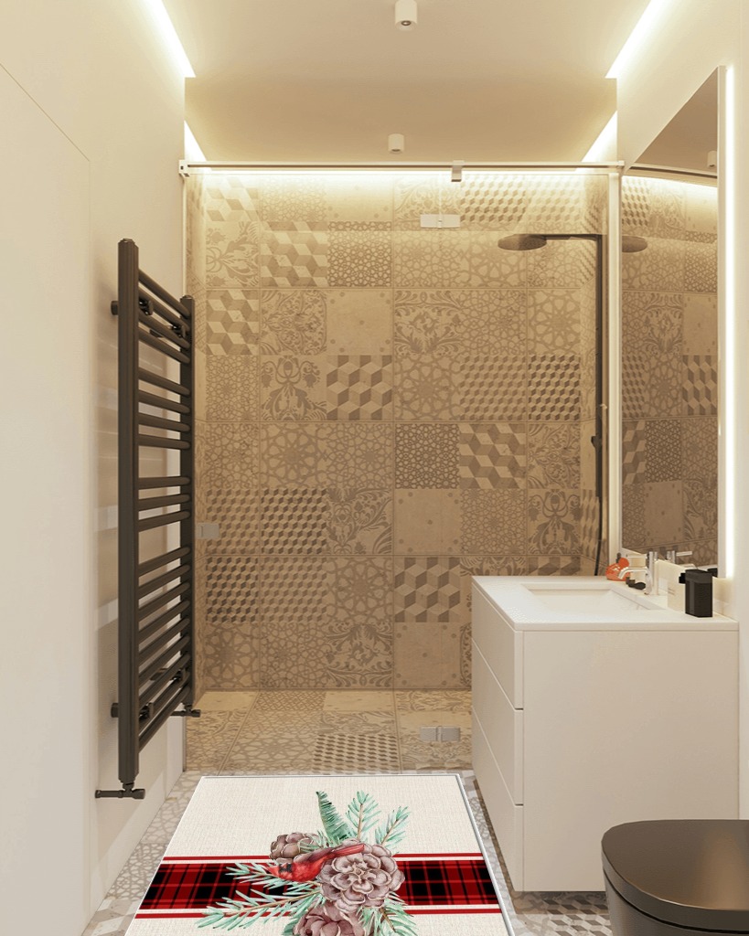 Bathroom rug ideas red 3x5 in White Tiled Bathroom