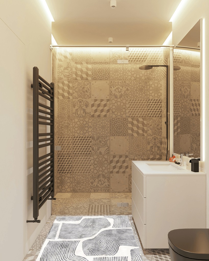 Bathroom rug ideas ivory 3x5 in White Tiled Bathroom