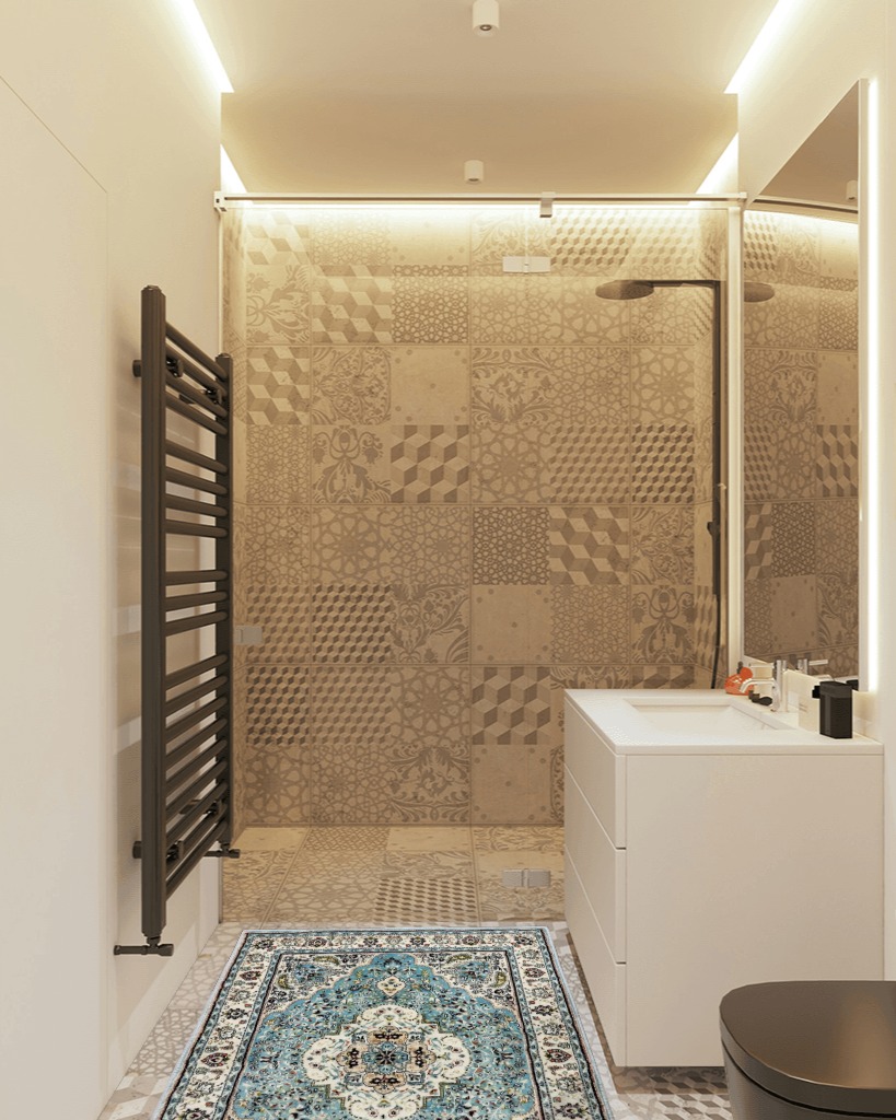 Bathroom rug ideas teal 3x5 in White Tiled Bathroom