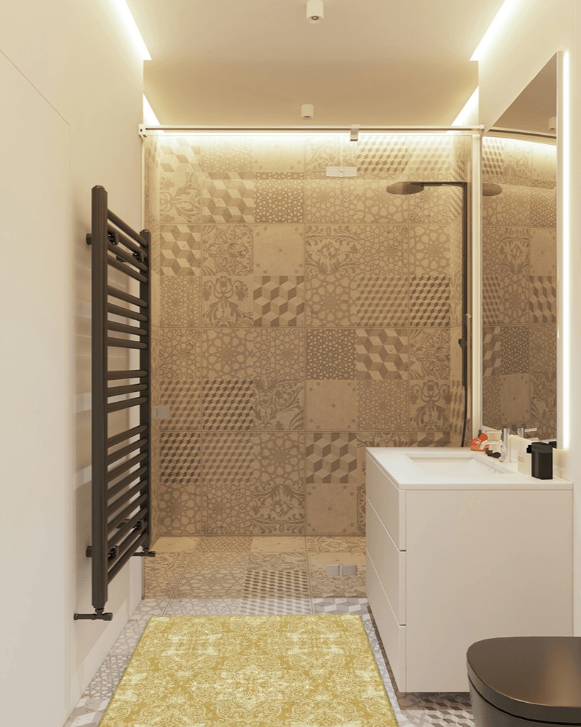 Bathroom rug ideas yellow 3x5 in White Tiled Bathroom