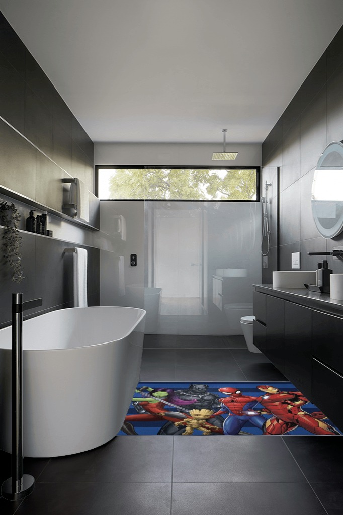 Bathroom rug ideas multicolor in Black Modern Bathroom
