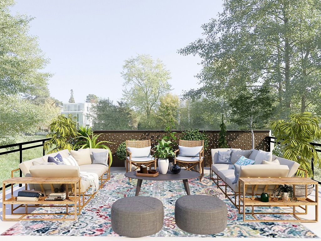 Unique Loom Sumter Collection Area Rug - Brewton (8' x 10' Rectangle, Multi/ Blue) in Scandinavian Modern Patio