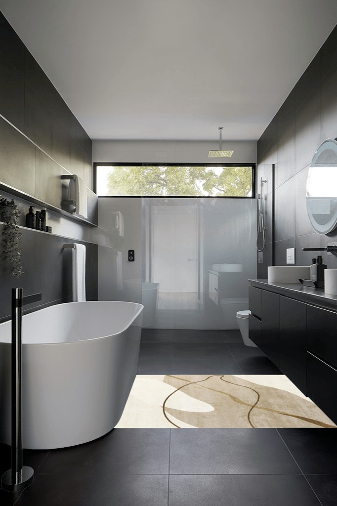 Bathroom rug ideas ivory in Black Modern Bathroom