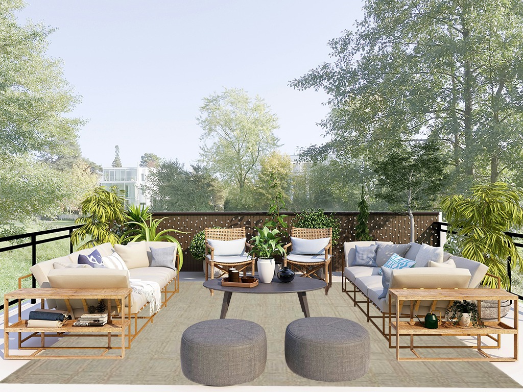 Loloi Chris Loves Julia x Polly Fog/Wheat 7'-9" x 9'-9" Area Rug in Scandinavian Modern Patio