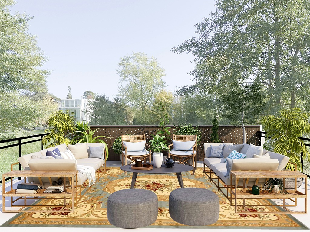 Unique Loom Versailles Collection Traditional Classic Floral Motif Area Rug (8' 0 x 10' 0 Rectangular, Slate Blue/ Ivory) in Scandinavian Modern Patio