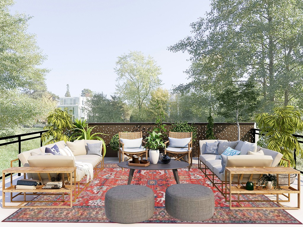 Syalife Washable Rug Vintage Area Rugs, 8'x 10' Living Room Rug with Non Slip Backing, Distressed Indoor Carpet Non-Shedding Red Rug, Vintage Floor Mat Indoor Rug (Red, 8'x 10') in Scandinavian Modern Patio