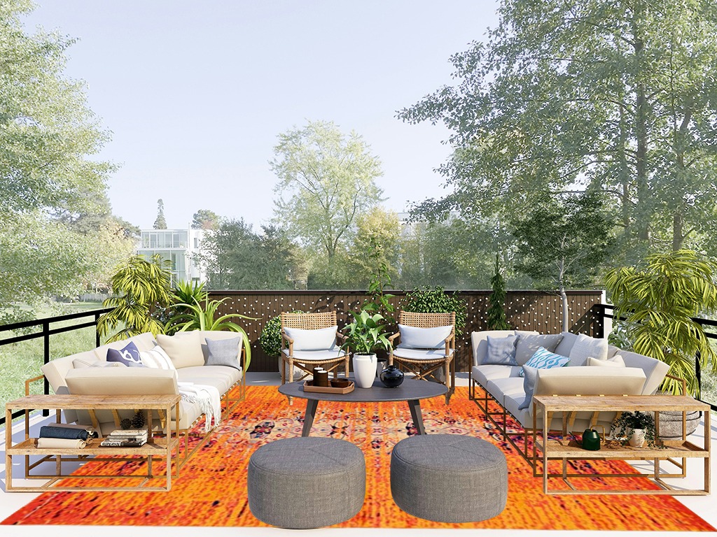 SAFAVIEH Monaco Collection Area Rug - 8' x 10', Orange & Multi, Modern Boho Abstract Distressed Design, Non-Shedding & Easy Care, Ideal for High Traffic Areas in Living Room, Bedroom (MNC209H) in Scandinavian Modern Patio