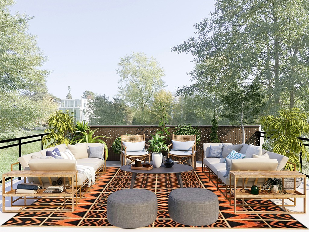 SAFAVIEH Kenya Collection Area Rug - 8' x 10', Orange & Black, Hand-Knotted Moroccan Boho Tribal Wool, Ideal for High Traffic Areas in Living Room, Bedroom (KNY609A) in Scandinavian Modern Patio