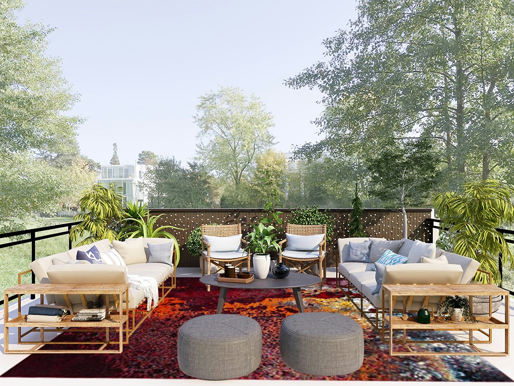 SAFAVIEH Glacier Collection 8' x 10' Red / Orange GLA124Q Modern Abstract Non-Shedding Living Room Bedroom Dining Home Office Area Rug in Scandinavian Modern Patio