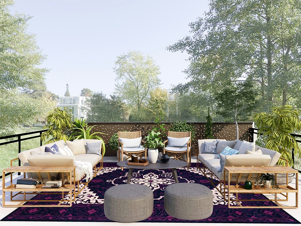 SAFAVIEH Bellagio Collection 8' x 10' Purple / Ivory BLG597A Handmade Medallion Premium Wool Area Rug in Scandinavian Modern Patio