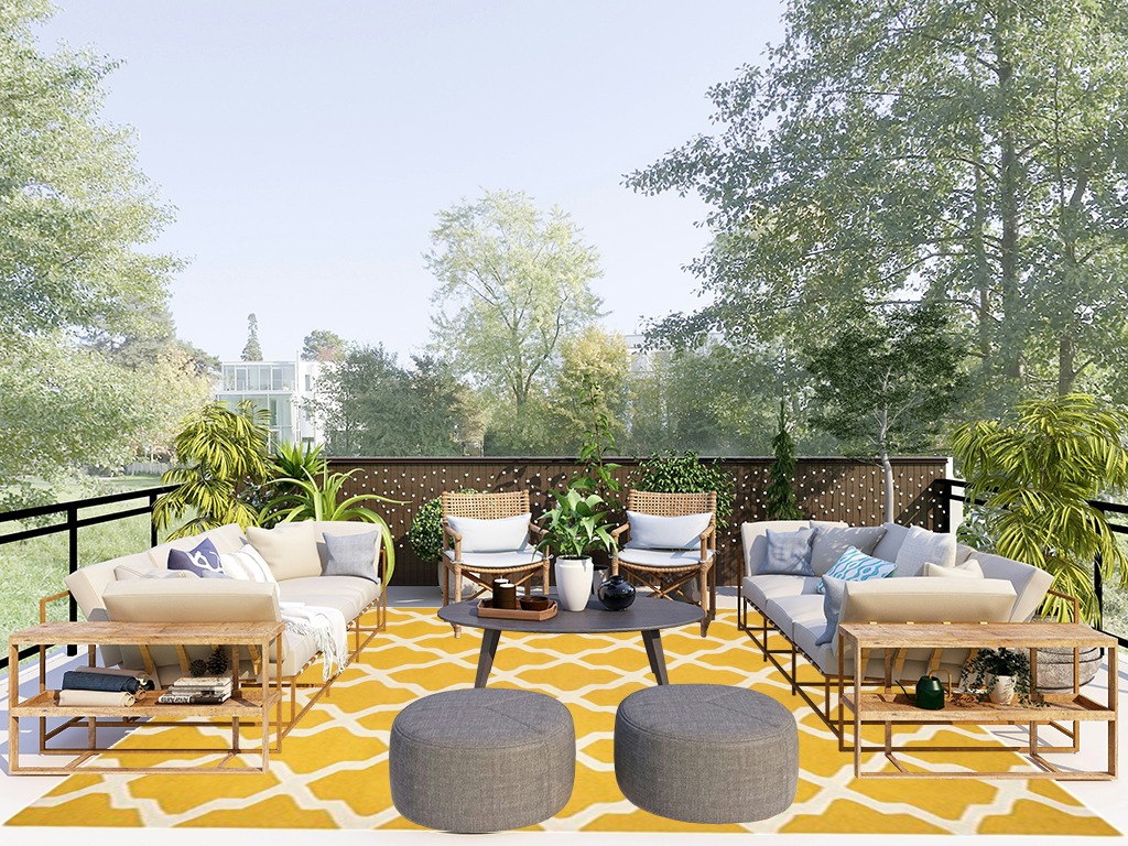 SAFAVIEH Cambridge Collection 8' x 10' Gold / Ivory CAM121Q Handmade Trellis Premium Wool Area Rug in Scandinavian Modern Patio