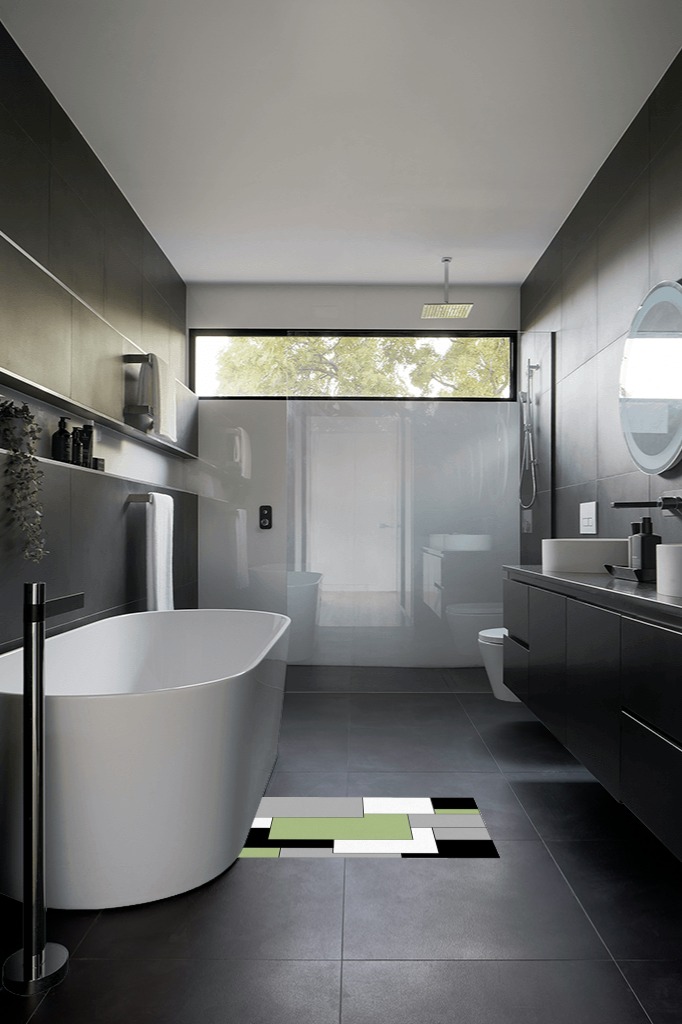 Bathroom rug ideas multicolor 2x3 in Black Modern Bathroom