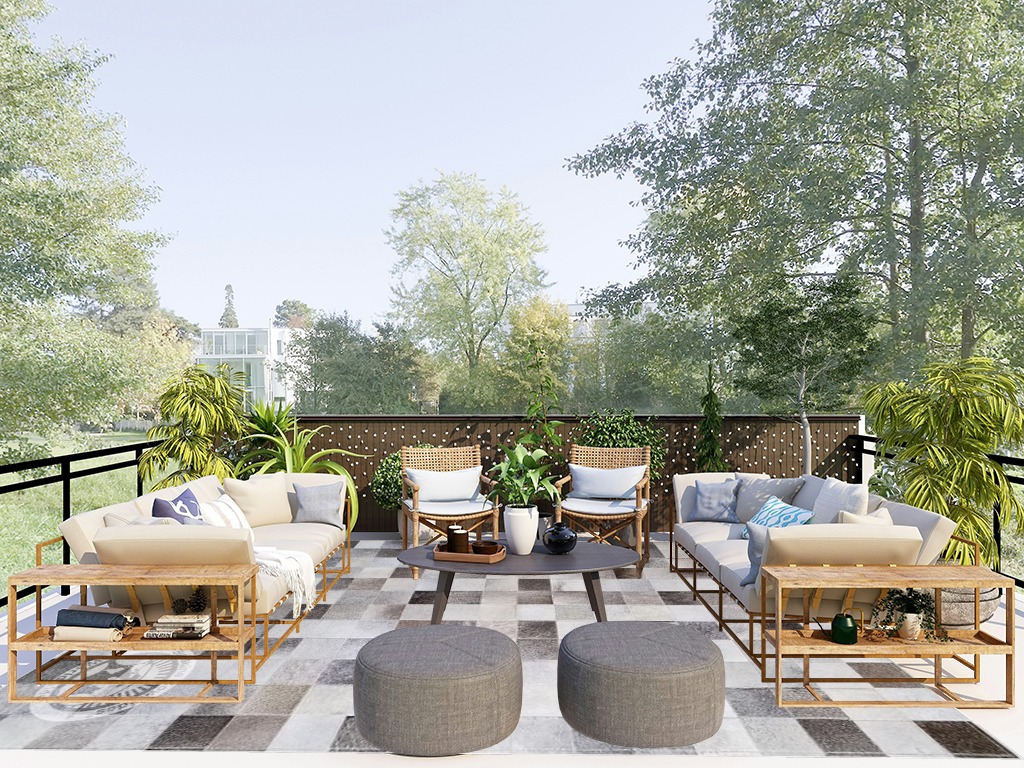 Large rug ideas in Scandinavian Modern Patio