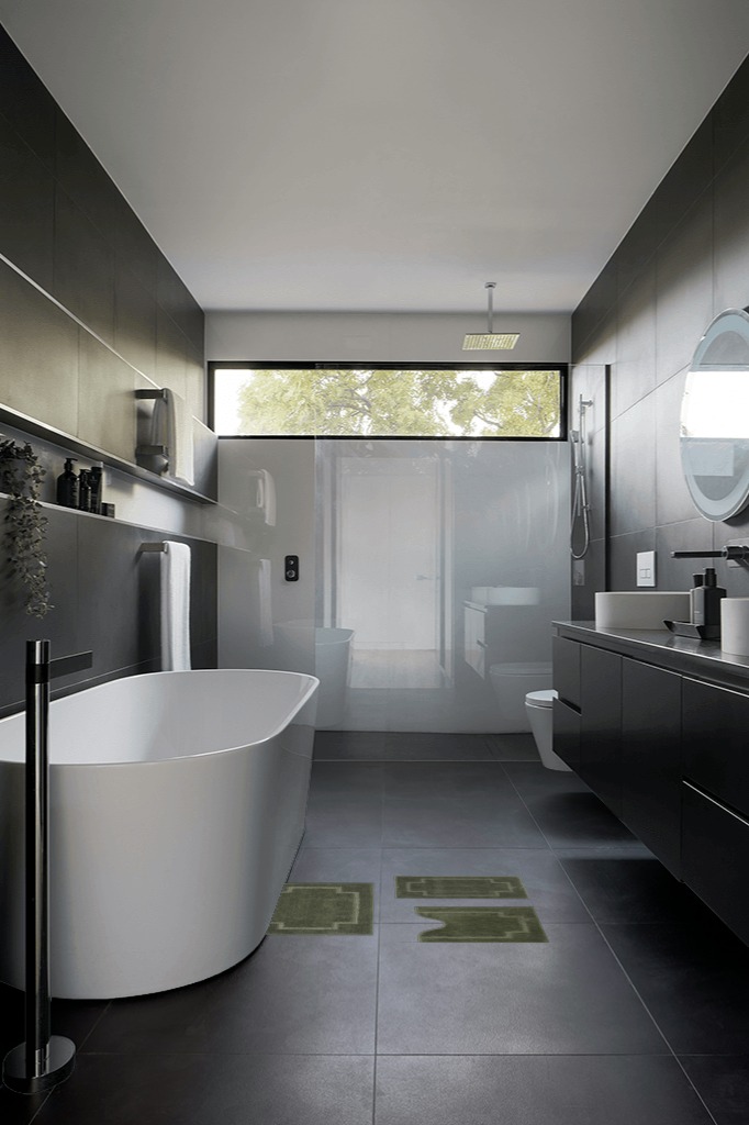 Bathroom rug ideas green 2x3 in Black Modern Bathroom