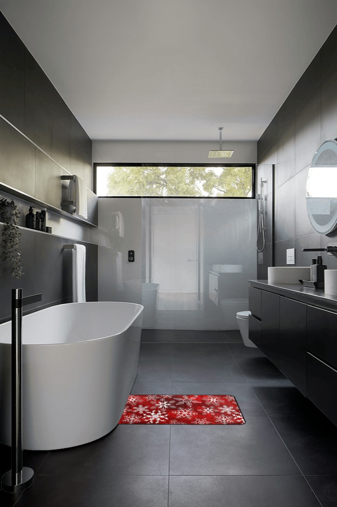 Bathroom rug ideas red 2x3 in Black Modern Bathroom