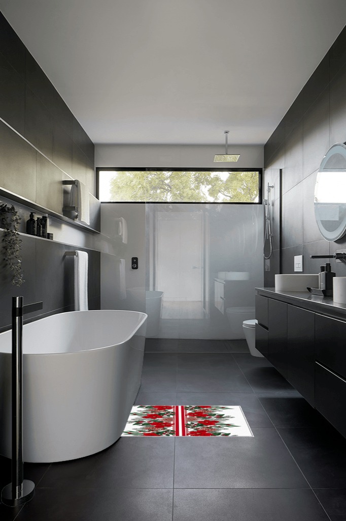 Bathroom rug ideas red 2x3 in Black Modern Bathroom
