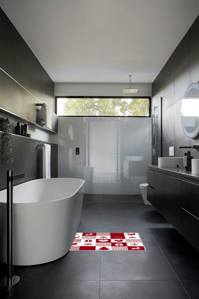 Bathroom rug ideas red 2x3 in Black Modern Bathroom