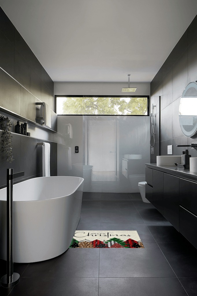 Bathroom rug ideas green 2x3 in Black Modern Bathroom