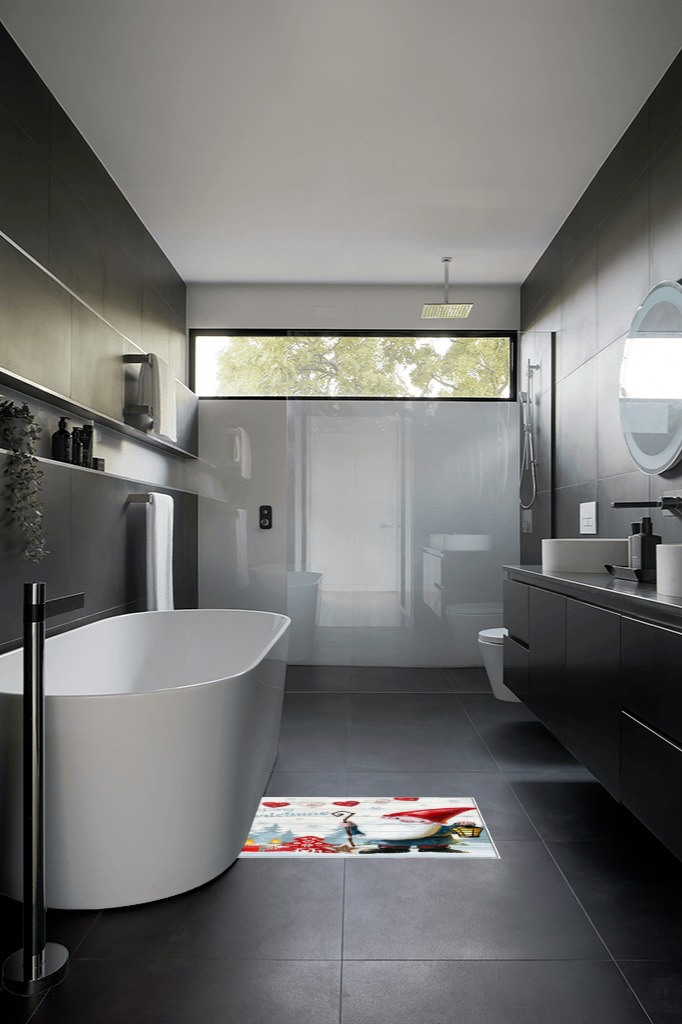Bathroom rug ideas multicolor 2x3 in Black Modern Bathroom