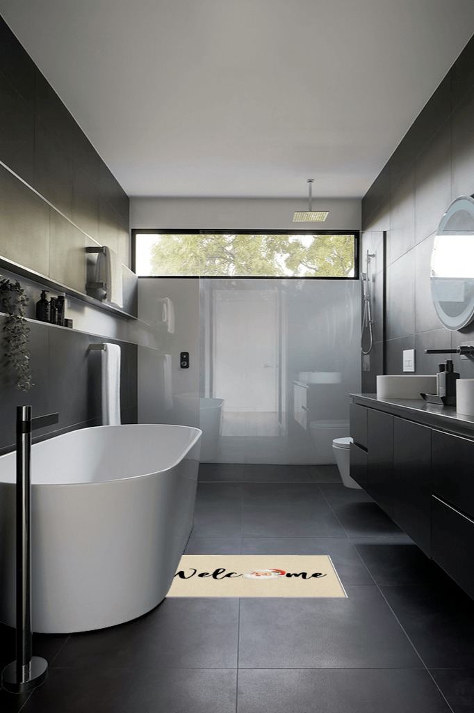 Bathroom rug ideas beige 2x3 in Black Modern Bathroom
