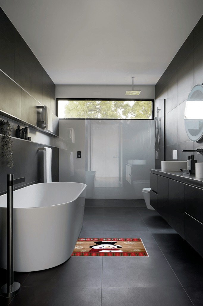 Bathroom rug ideas red 2x3 in Black Modern Bathroom