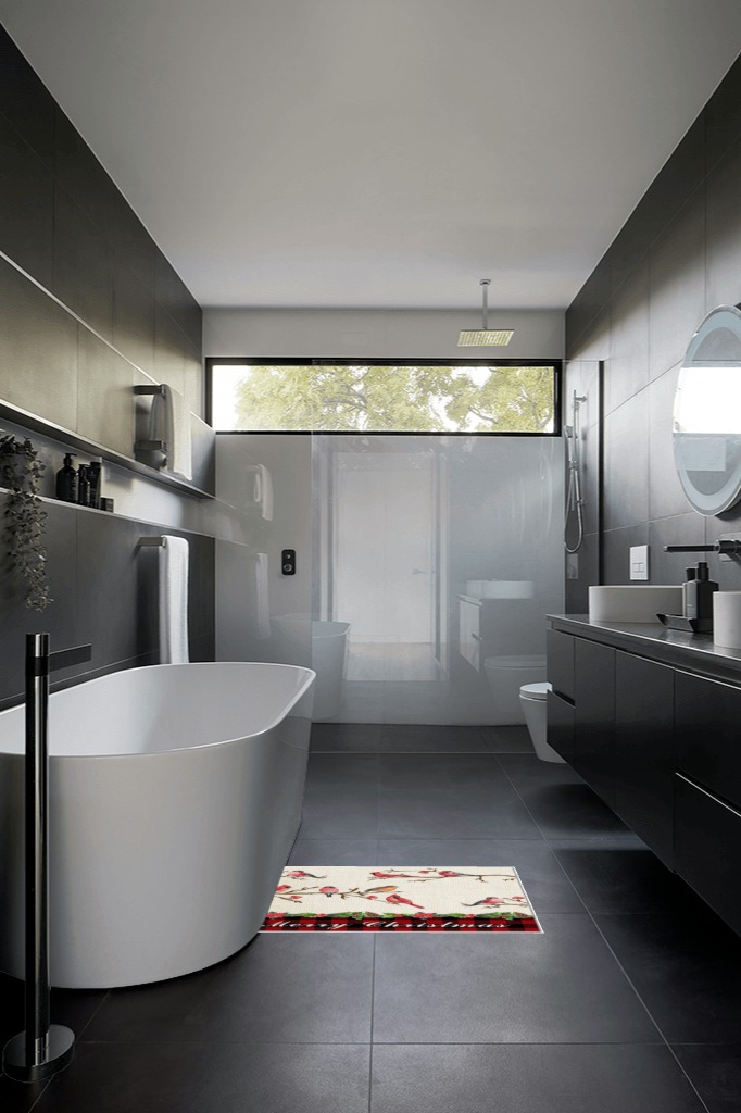 Bathroom rug ideas ivory 2x3 in Black Modern Bathroom