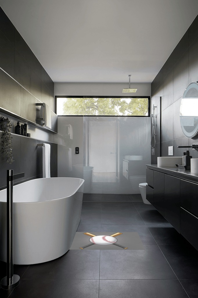 Bathroom rug ideas grey 2x3 in Black Modern Bathroom