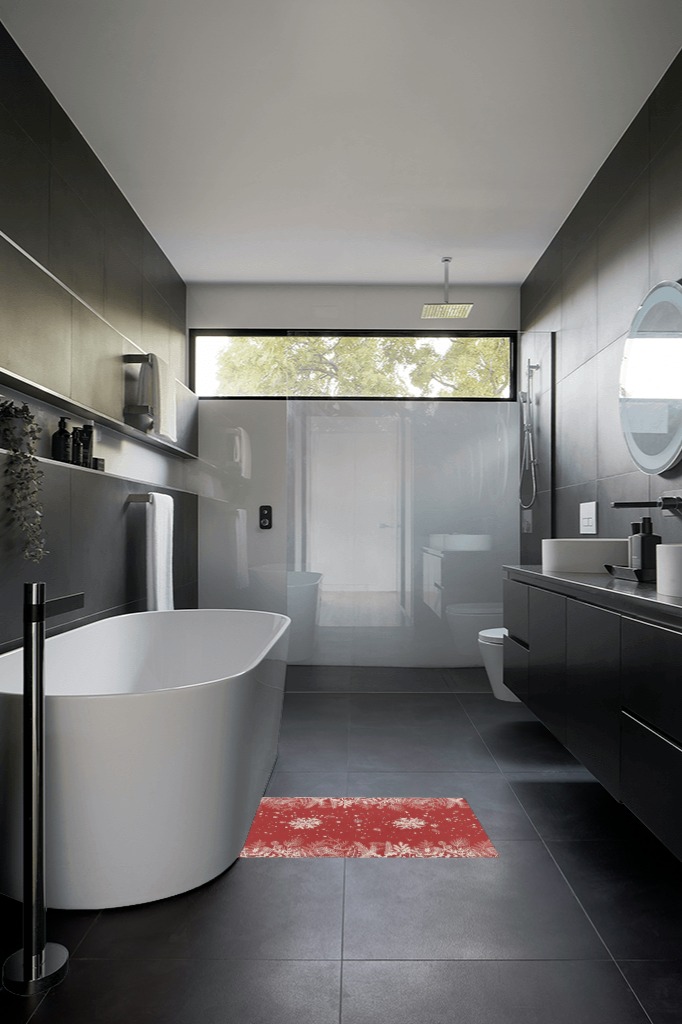 Bathroom rug ideas red 2x3 in Black Modern Bathroom