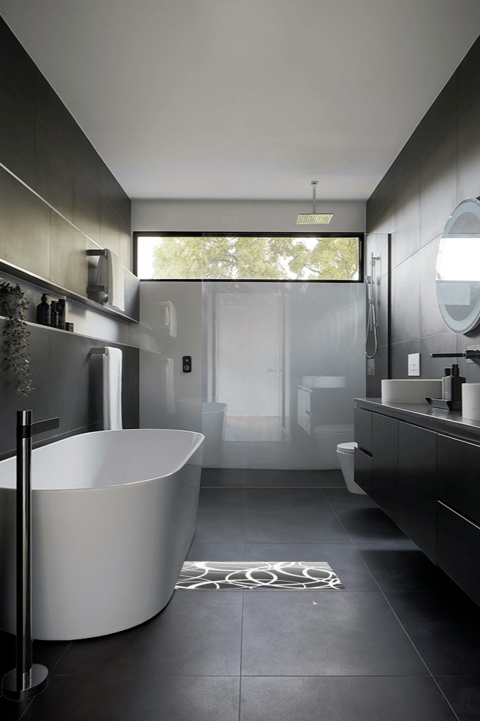 Bathroom rug ideas grey 2x3 in Black Modern Bathroom