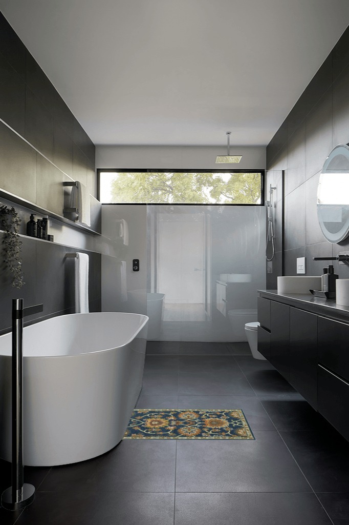 Bathroom rug ideas teal 2x3 in Black Modern Bathroom