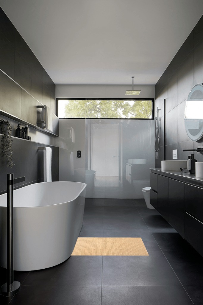 Bathroom rug ideas brown 2x3 in Black Modern Bathroom