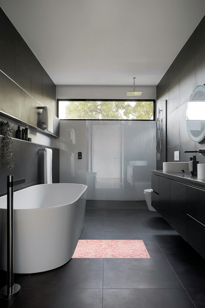 Bathroom rug ideas beige 2x3 in Black Modern Bathroom