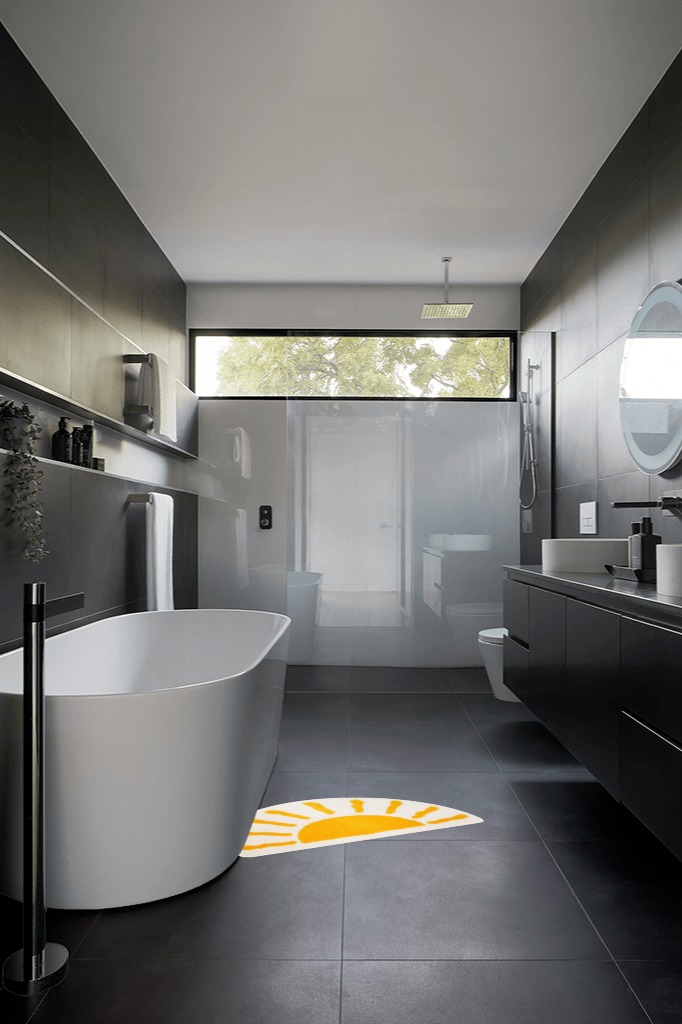 Bathroom rug ideas yellow 2x3 in Black Modern Bathroom