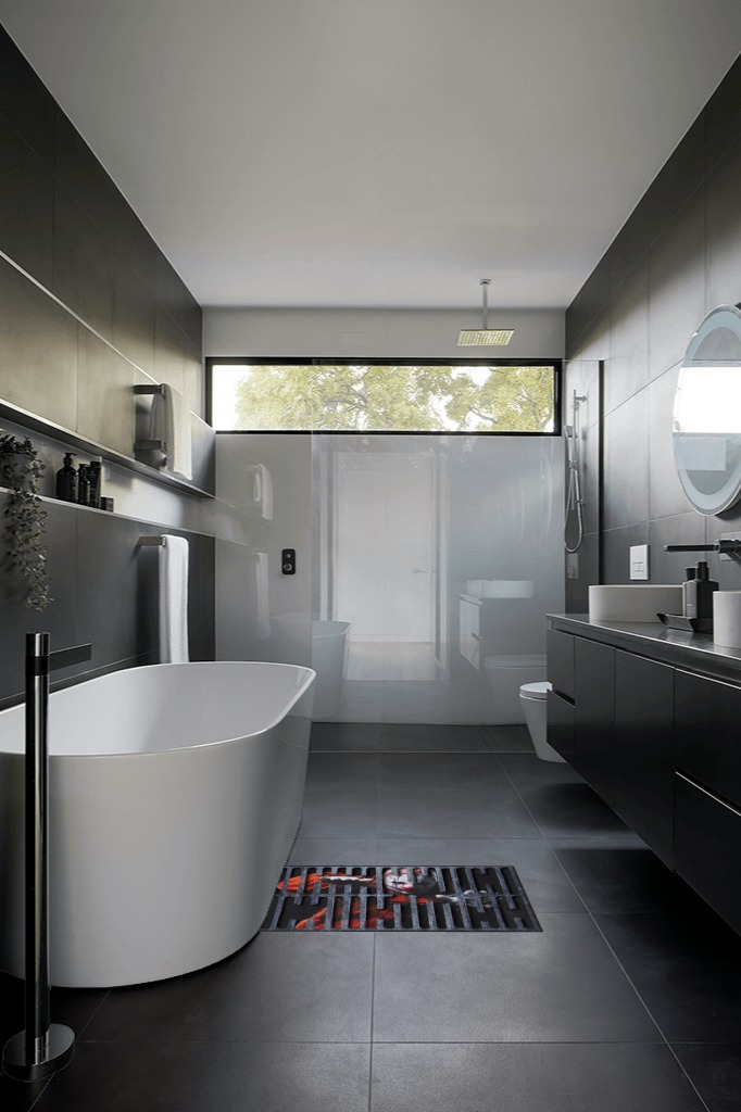 Bathroom rug ideas grey 2x3 in Black Modern Bathroom