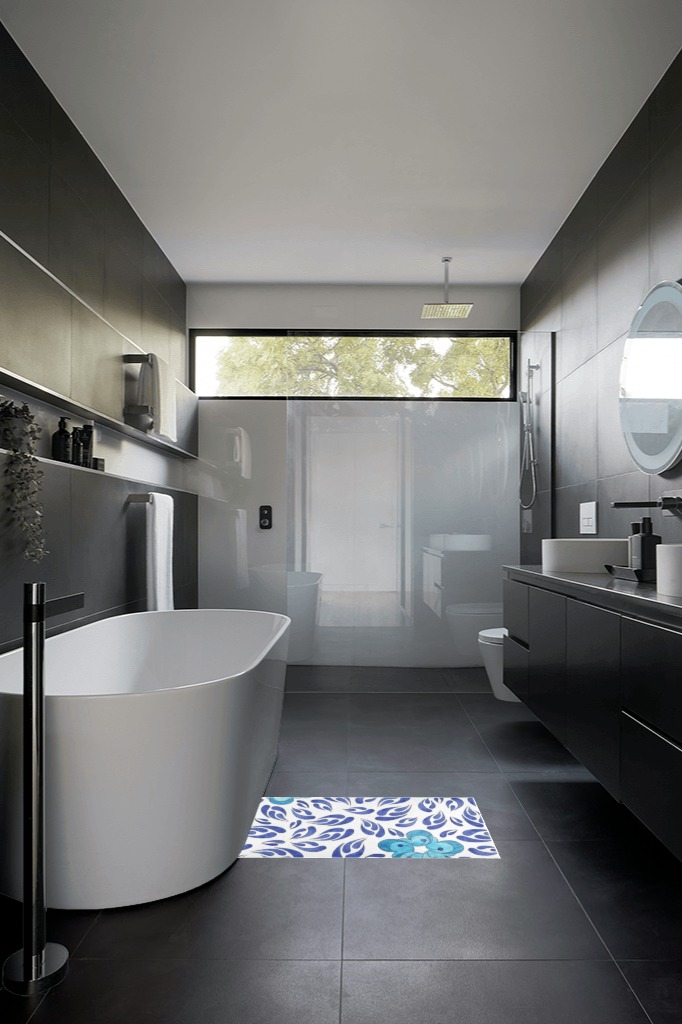 Bathroom rug ideas white 2x3 in Black Modern Bathroom