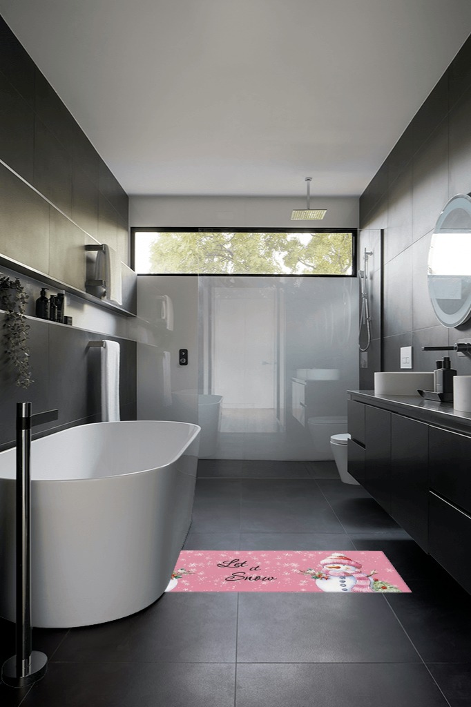 Bathroom rug ideas pink 2x3 in Black Modern Bathroom